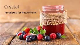  Presentation with fruit jam - Beautiful theme featuring homemade-berry-fruit-jam backdrop and a coral colored foreground