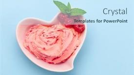  Presentation with ice cream sundae - Presentation theme featuring homemade-berry-ice-cream-sundae background and a cool aqua colored foreground