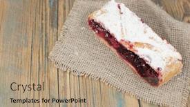  Presentation with rustic healthy - Beautiful presentation design featuring homemade-berry-pie-delicious-strudel backdrop and a coral colored foreground