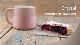  Presentation with rustic healthy - Presentation theme consisting of homemade-berry-pie-delicious-strudel background and a coral colored foreground
