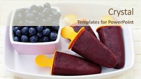  Presentation with food ice - PPT theme featuring homemade blueberry ice cream with fresh fruits - sweet food background and a cream colored foreground