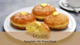  Presentation with italian - Presentation consisting of homemade-bomboloni-filled-with-custard background and a yellow colored foreground