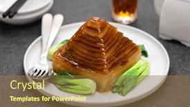  Presentation with pyramid - PPT theme with homemade-braised-pork-belly-pyramid background and a tawny brown colored foreground