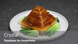  Presentation with pyramid - Presentation theme having homemade-braised-pork-belly-pyramid background and a gray colored foreground