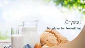  Presentation with milk - Presentation theme consisting of homemade-bread-and-milk background and a sky blue colored foreground
