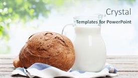  Presentation with milk - PPT layouts having homemade-bread-and-milk background and a sky blue colored foreground