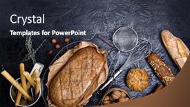  Presentation with parchment - Cool new slides with homemade-bread-at-black-surface backdrop and a dark gray colored foreground