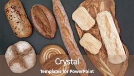  Presentation with wood board - Cool new slide deck with homemade-bread-selection-on-olive backdrop and a coral colored foreground