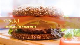  Presentation with burger - Audience pleasing slide deck consisting of homemade burger with beef and rye bread backdrop and a crimson colored foreground