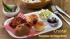  Presentation with food chicken - Presentation theme consisting of homemade-buttermilk-fried-chicken-biscuits background and a tawny brown colored foreground