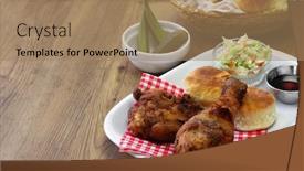  Presentation with food chicken - Beautiful slide set featuring homemade-buttermilk-fried-chicken-biscuits backdrop and a coral colored foreground