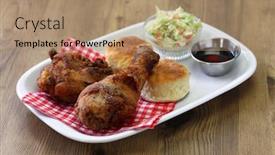 Presentation with food chicken - Beautiful slide deck featuring homemade-buttermilk-fried-chicken-biscuits backdrop and a coral colored foreground