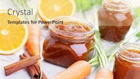 Presentation with jam - Slide deck having homemade carrot and orange jam background and a blonde colored foreground