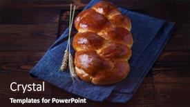 Presentation with wooden - Slide deck having homemade-challah-on-wooden-background background and a wine colored foreground