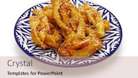 Presentation with ramadan - Audience pleasing presentation design consisting of homemade-chebakia-moroccan-ramadan-cookie backdrop and a coral colored foreground