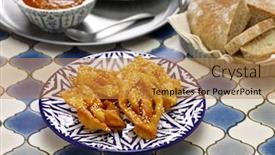  Presentation with cookie - PPT theme enhanced with homemade-chebakia-moroccan-ramadan-cookie background and a gold colored foreground