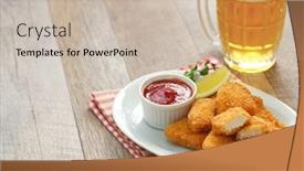  Presentation with nuggets - Audience pleasing PPT layouts consisting of homemade-chicken-nuggets-and-beer backdrop and a soft green colored foreground