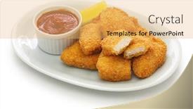  Presentation with nuggets - PPT theme consisting of homemade-chicken-nuggets-isolated background and a yellow colored foreground