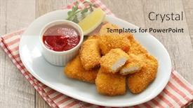  Presentation with nuggets - Beautiful theme featuring homemade-chicken-nuggets-with-ketchup backdrop and a soft green colored foreground