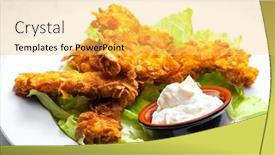  Presentation with dip - Presentation theme featuring homemade-chicken-strips-with-garlic background and a yellow colored foreground