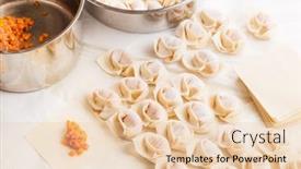  Presentation with dumpling - Cool new slide set with homemade-chinese-dumpling backdrop and a lemonade colored foreground