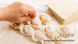  Presentation with dumpling - Presentation consisting of homemade-chinese-dumpling background and a lemonade colored foreground