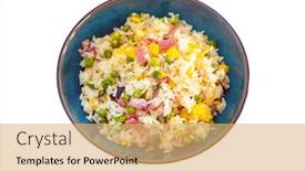  Presentation with rice - Audience pleasing slide deck consisting of homemade-chinese-fried-rice backdrop and a yellow colored foreground