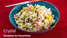  Presentation with rice - Amazing slide deck having homemade-chinese-fried-rice backdrop and a wine colored foreground