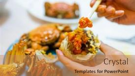  Presentation with crab - Slide deck having homemade-chinese-hairy-crab background and a coral colored foreground