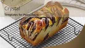  Presentation with chocolate - Theme featuring homemade-chocolate-babka-swirl-brioche background and a coral colored foreground