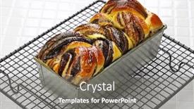  Presentation with chocolate - Audience pleasing theme consisting of homemade-chocolate-babka-swirl-brioche backdrop and a gray colored foreground