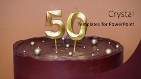  Presentation with birthday cake and candle - Slide deck featuring homemade-chocolate-cake-with-two background and a coral colored foreground