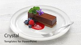  Presentation with cake - Cool new PPT theme with homemade chocolate cake backdrop and a light gray colored foreground