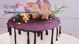  Presentation with candy canes - Audience pleasing PPT theme consisting of homemade-christmas-cake-decorated backdrop and a lemonade colored foreground