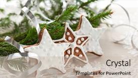  Presentation with cookie - PPT layouts having homemade christmas cookie stars background and a soft green colored foreground