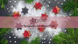  Presentation with christmas chocolate - Presentation design consisting of homemade-christmas-cookies-chocolate-stars background and a coral colored foreground