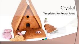  Presentation with gingerbread house decorated colorful candies - Amazing PPT layouts having homemade christmas gingerbread house backdrop and a  colored foreground