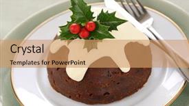  Presentation with pudding - Audience pleasing PPT theme consisting of homemade christmas pudding backdrop and a  colored foreground