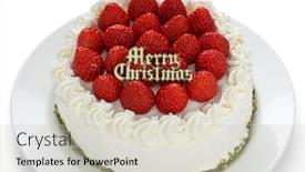  Presentation with strawberry - Theme having homemade-christmas-strawberry-cake background and a soft green colored foreground