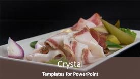  Presentation with pork bacon - PPT layouts having homemade-chunks-of-salted-bacon background and a violet colored foreground