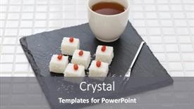  Presentation with milk coconut - Audience pleasing slides consisting of homemade-coconut-milk-pudding-chinese backdrop and a gray colored foreground