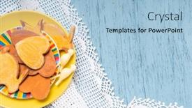  Presentation with tablecloth - Presentation theme having homemade-cookies-on-a-yellow background and a light blue colored foreground