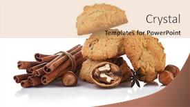  Presentation with baking cookies - Colorful PPT theme enhanced with homemade-cookies-with-cinnamon-nuts backdrop and a coral colored foreground
