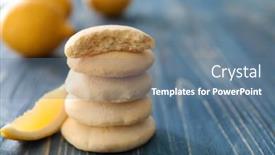  Presentation with flavor - Beautiful PPT theme featuring homemade cookies with lemon flavor on wooden table backdrop and a ocean colored foreground