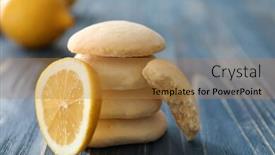  Presentation with flavor - Audience pleasing slides consisting of homemade cookies with lemon flavor on wooden table backdrop and a gold colored foreground
