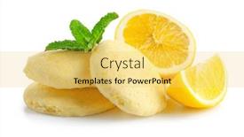  Presentation with flavor - Amazing PPT theme having homemade cookies with lemon flavor on white background backdrop and a yellow colored foreground
