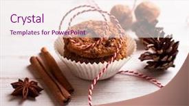  Presentation with cookies christmas - Cool new PPT theme with homemade cookies with nuts and spices for christmas backdrop and a sky blue colored foreground