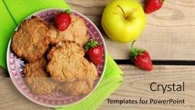  Presentation with strawberries - Slide deck enhanced with homemade-cookies-with-strawberries background and a coral colored foreground