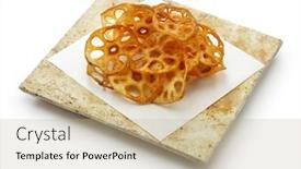  Presentation with root - Slide deck with homemade-crispy-lotus-root-chips background and a mint green colored foreground