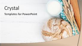  Presentation with baker kneading dough homemade bread - Cool new PPT theme with homemade crusty bread and cup backdrop and a white colored foreground